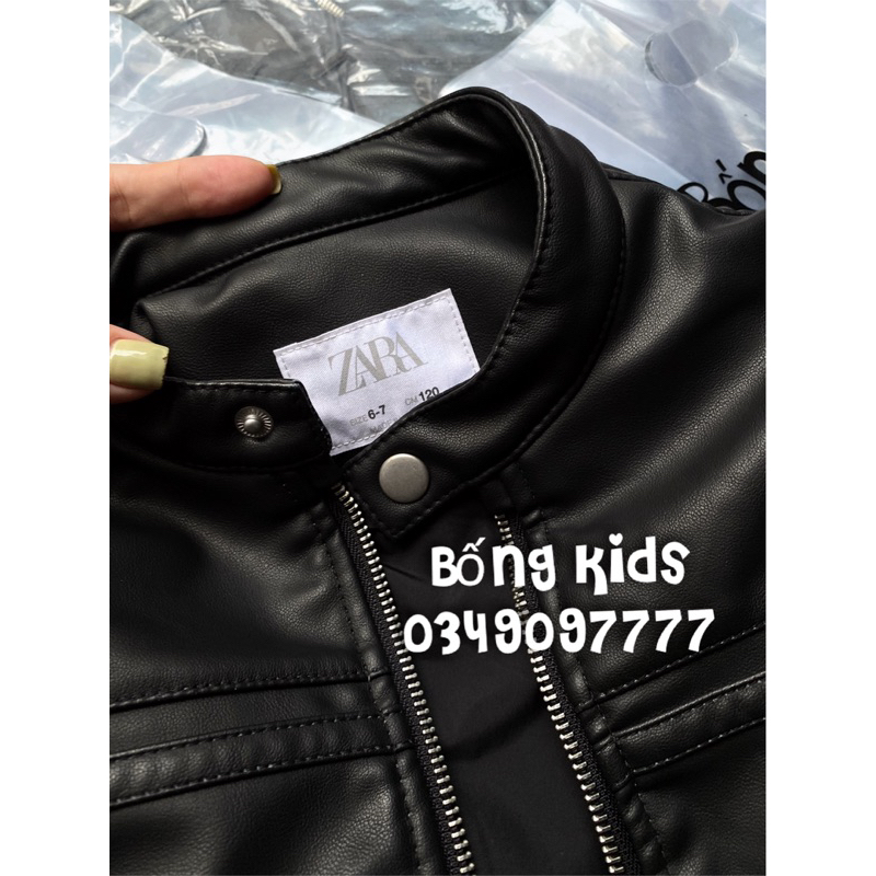 Áo Khoác Da Bé Trai Chốt Cúc Đen ZR