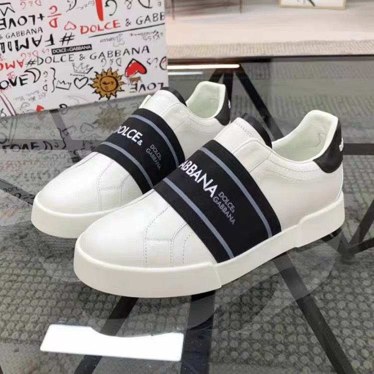 Giày Slipon Lười Dolce Da Phối Vạch Chun Chữ Dập Nổi Phù Hợp Cho Đi Chơi Tập Gym - Thiên An Saneaker