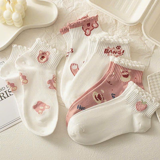 Sét 10 đôi tất gấu lotso cổ ren mix màu