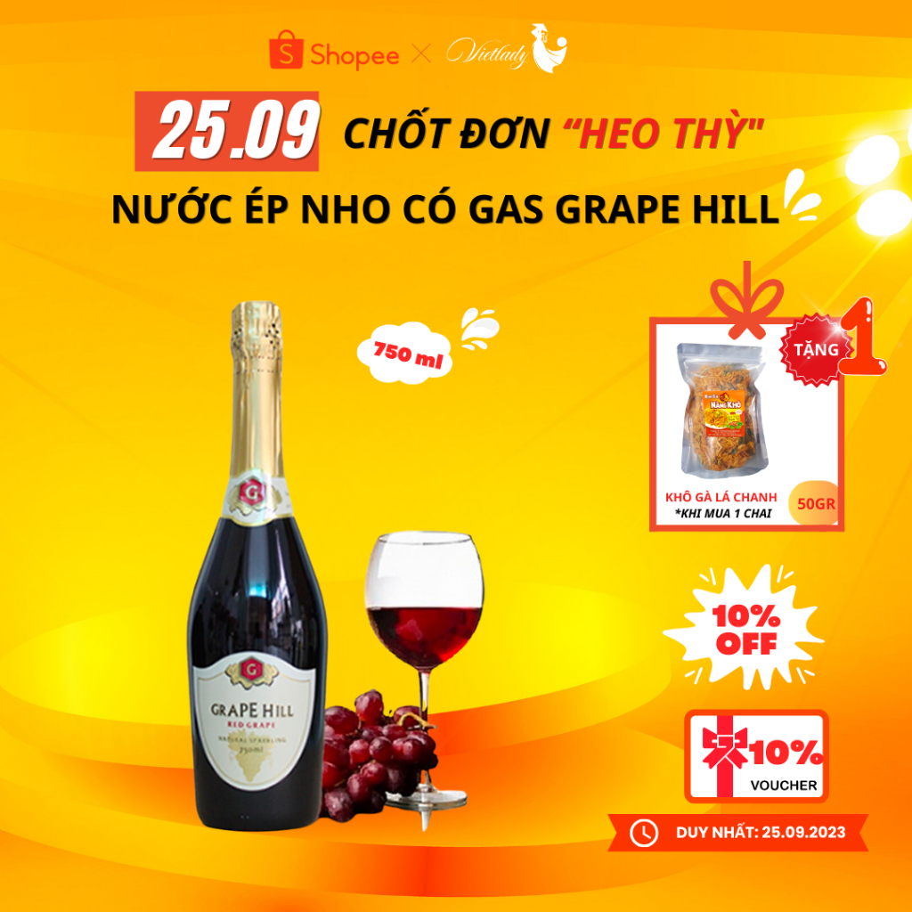 Nước Ép Nho Có Gas Grape Hill 750ml,nguyên liệu tự nhiên,thơm ngon,bổ dưỡng,HÀNG XUẤT KHẨU SANG NAM PHI