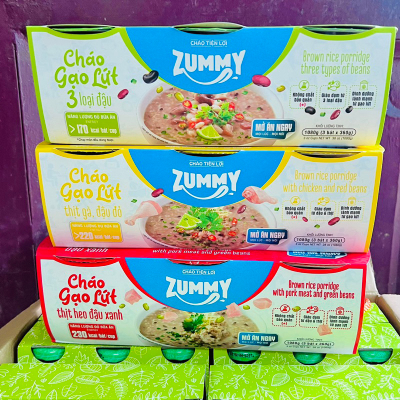 Zummy cháo gạo lứt thịt Heo đậu Xanh 1 bát 360g 🐖