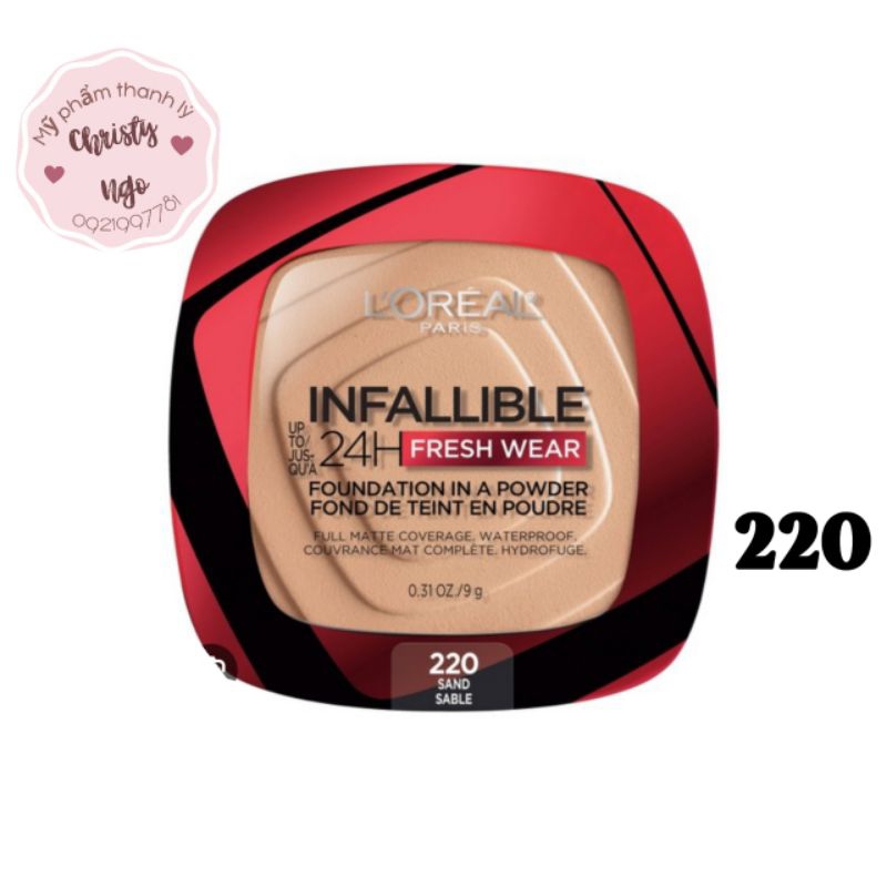 PHẤN PHỦ L'ORÉAL INFALLIBLE 24H FRESH WEAR TONE 220 SAND