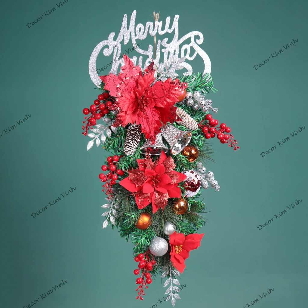 Dây Treo Chùm Thông Ba Hoa Đỏ CT04 Chùm Thông Merry Trang Trí Noel Có Đèn