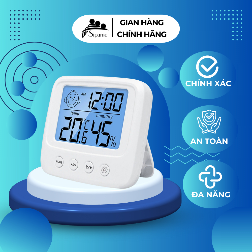  Nhiệt kế phòng Sipanic 3 trong 1 đa năng đo nhiệt độ và độ ẩm phòng ngủ cho bé