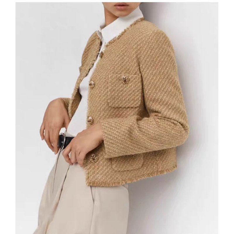 Áo dạ tweed dáng ngắn hàng xuất dư