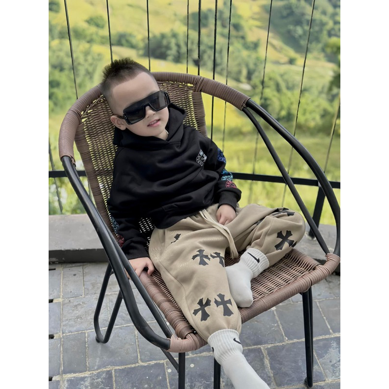 Sét nỉ hoodie CH in phối tay cho bé, bộ nỉ có mũ trẻ em, kid_genz