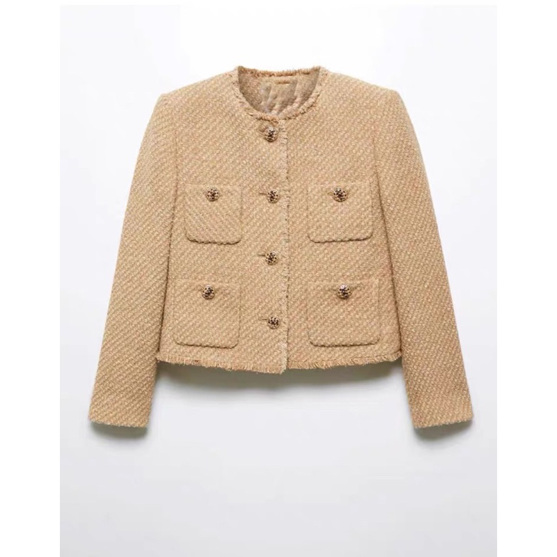 Áo dạ tweed dáng ngắn hàng xuất dư