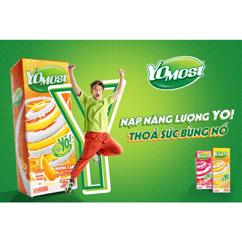 Sữa Yomost, sữa chua uống Yomost Dutchlady Hộp 170ml nhiều hương vị Lốc 4 hộp, sữa chua lên men tự nhiên Yomost
