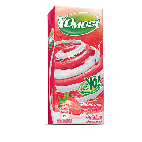 Sữa Yomost, sữa chua uống Yomost Dutchlady Hộp 170ml nhiều hương vị Lốc 4 hộp, sữa chua lên men tự nhiên Yomost