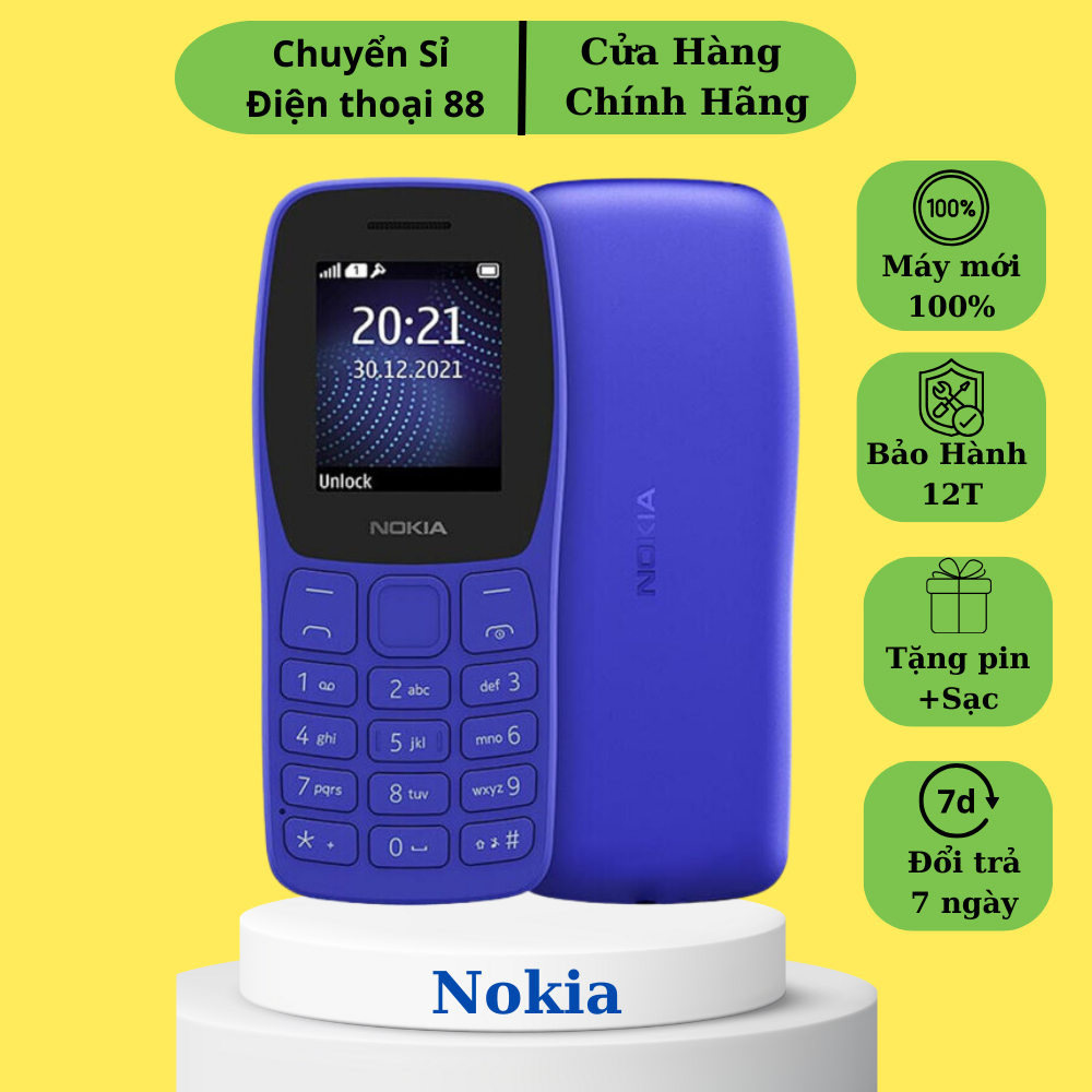 (New 100%)Điện Thoại Nokia 105 (2022) 4G Chính Hãng Loa To Sóng Căng 2 sim 2 sóng
