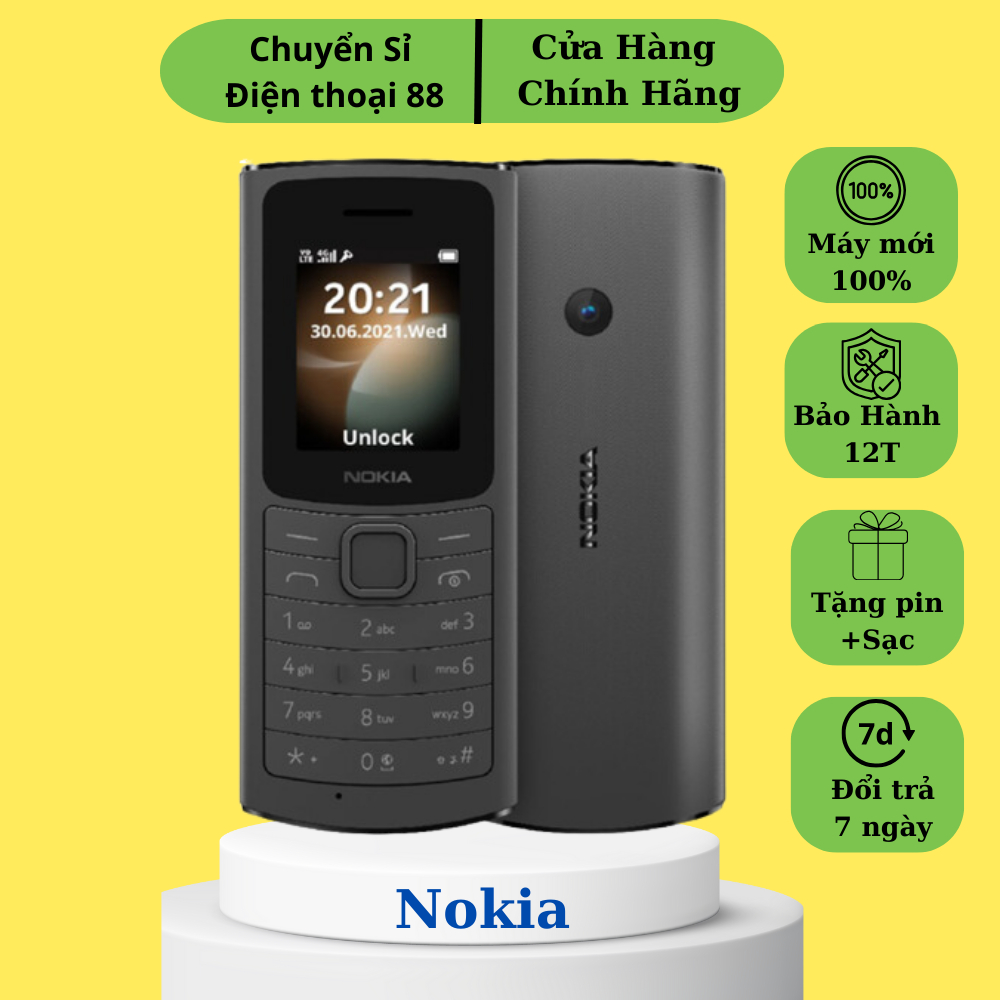 Điện thoại Nokia 11O 4G 2 sim loa to sóng khỏe full box