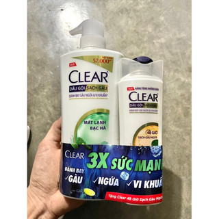 Dầu gội Clear bạc hà chai vòi 630g tặng chai dầu gội 140g.