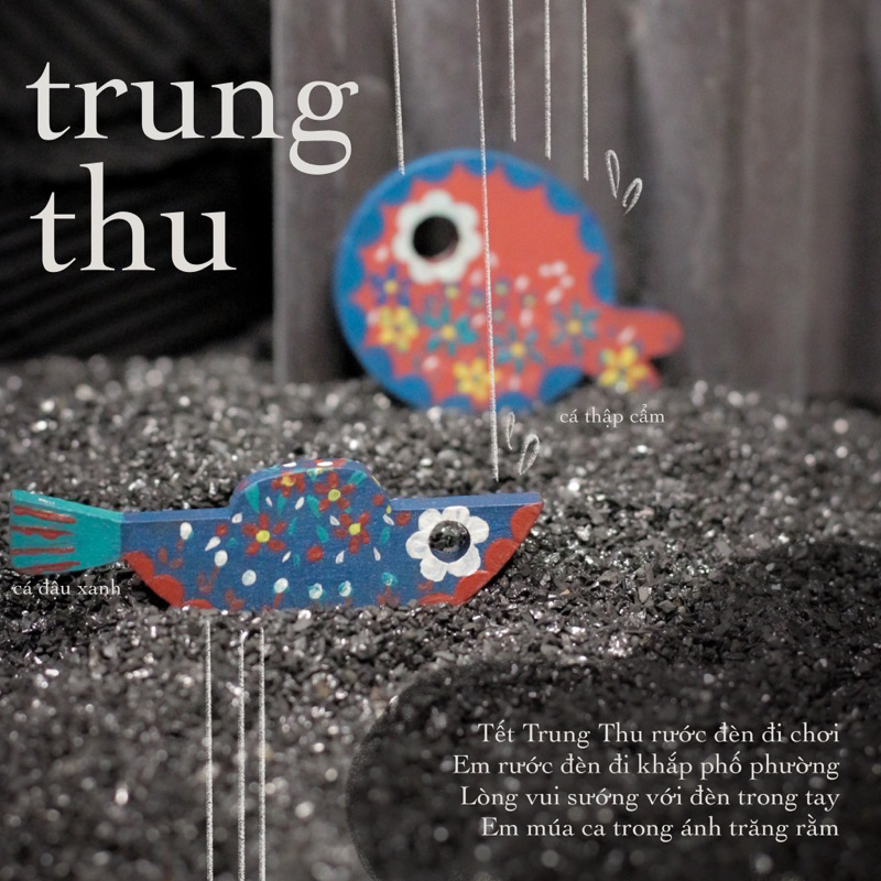 Móc khóa cá gỗ TRUNG THU handmade làm quà tặng siêu đáng yêu - Cá Cạn
