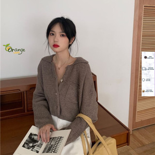Áo Khoác Len Tay Dài Cổ Bẻ Dáng Ngắn Phối Túi Ngực 1 Bên Phong Cách Basic Đơn Giản Hàng Qccc OrangeCloset