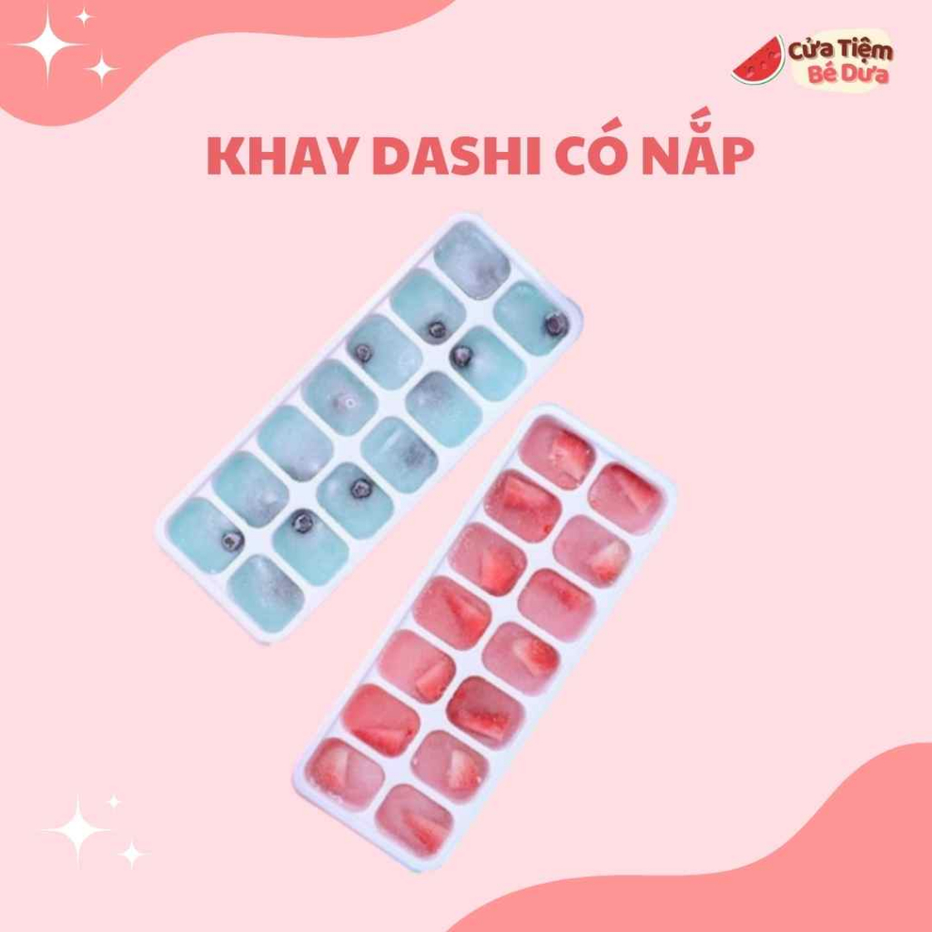 [Rẻ vô địch] Khay trữ đồ ăn dặm cho bé, khay làm đá bằng silicone dẻo có nắp đậy💕FREE SHIP💕 an toàn vệ sinh