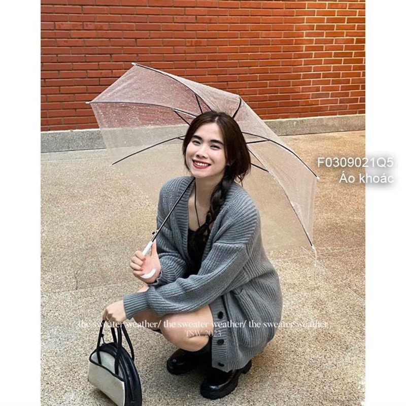 Áo khoác cardigan len gạo cúc cài tay bo cổ v,dáng rộng hàng quảng châu A255