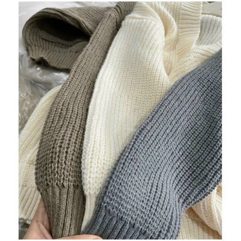 Áo khoác cardigan len gạo cúc cài tay bo cổ v,dáng rộng hàng quảng châu A255