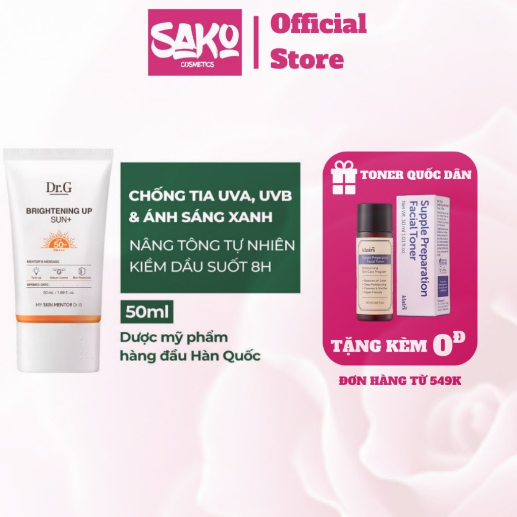 Dr.G Kem chống nắng dưỡng sáng da Brightening Up Sun+ SPF50+ PA+++ 50ml