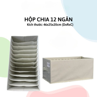 Hộp Vải Đựng Đồ Chia 12 Ngăn Túi Để Quần Áo, Khăn Tắm Sắp Xếp Tủ Quần Áo Gọn Gàng