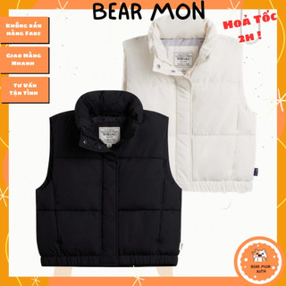 Áo Khoác Phao Gile WHOAU Women's cropped padded vest Whvwd4916F màu trắng và đen