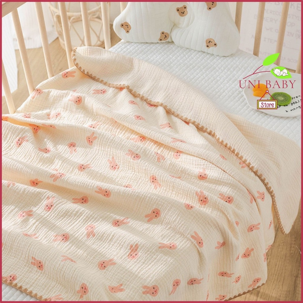 Khăn tắm muslin 2 lớp sợi tre mềm mại cho bé sơ sinh size lớn 100 x 110 cm