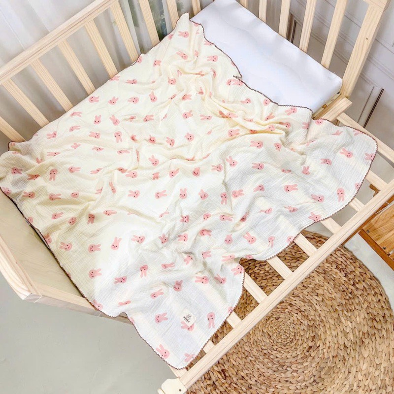 Khăn tắm muslin 2 lớp sợi tre mềm mại cho bé sơ sinh size lớn 100 x 110 cm