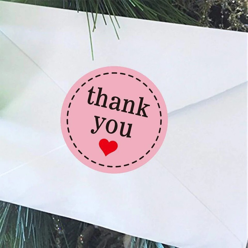 Cuộn 500 tem dán Thank you dùng niêm phong trang trí hàng hoá, quà tặng