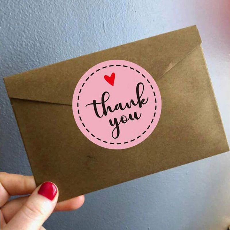 Cuộn 500 tem dán Thank you dùng niêm phong trang trí hàng hoá, quà tặng