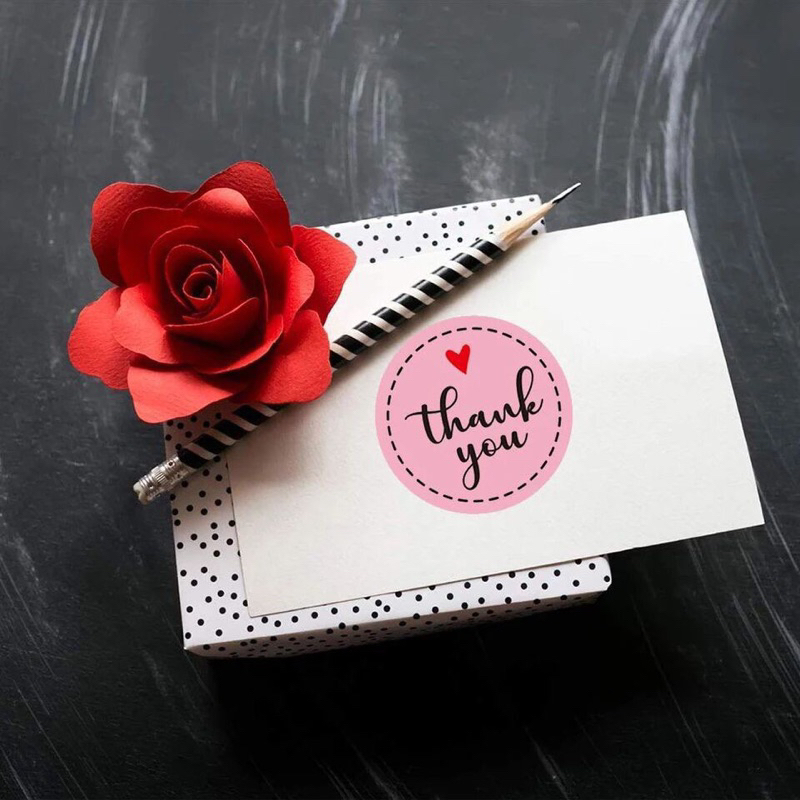 Cuộn 500 tem dán Thank you dùng niêm phong trang trí hàng hoá, quà tặng