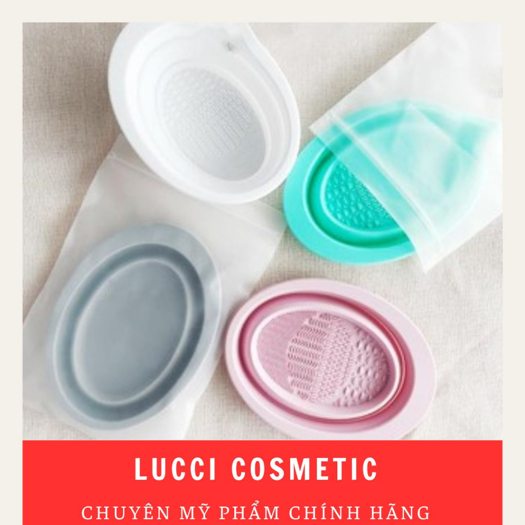 Dụng cụ chậu vệ sinh cọ trang điểm gấp gọn tiện lợi cho makeup bằng silicone HALOMI