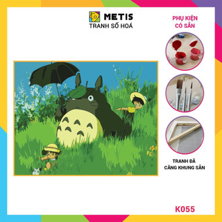Tranh tô màu số hoá  Anime Ghibli Totoro đủ kích thước dễ tô đã căng khung sẵn 40x50cm Metis K055
