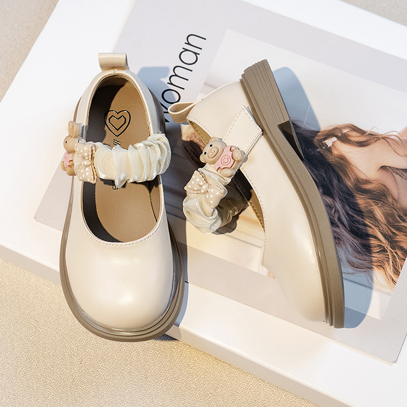 Giày Búp Bê Trẻ Em Phong Cách Anh Quốc Quai Nhún Đính Gấu Thỏ Xinh Xinh Dễ Thương Size 26-36