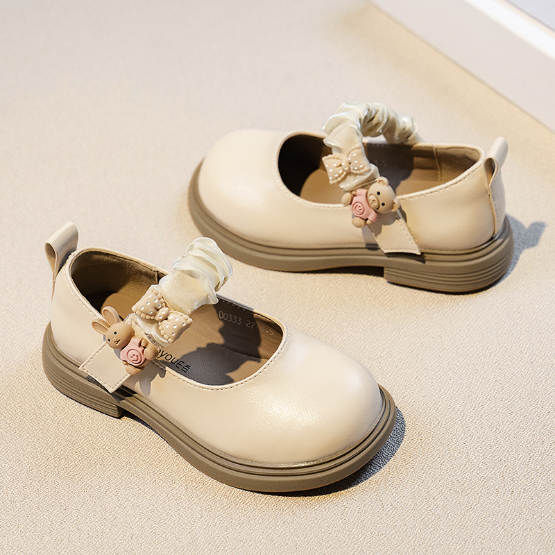 Giày Búp Bê Trẻ Em Phong Cách Anh Quốc Quai Nhún Đính Gấu Thỏ Xinh Xinh Dễ Thương Size 26-36