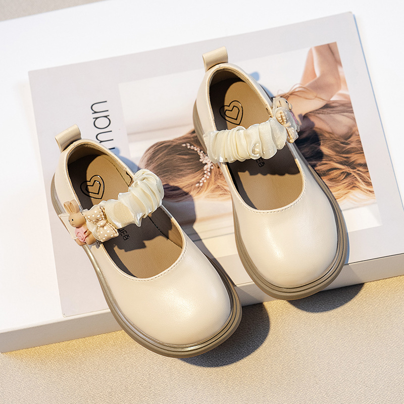 Giày Búp Bê Trẻ Em Phong Cách Anh Quốc Quai Nhún Đính Gấu Thỏ Xinh Xinh Dễ Thương Size 26-36