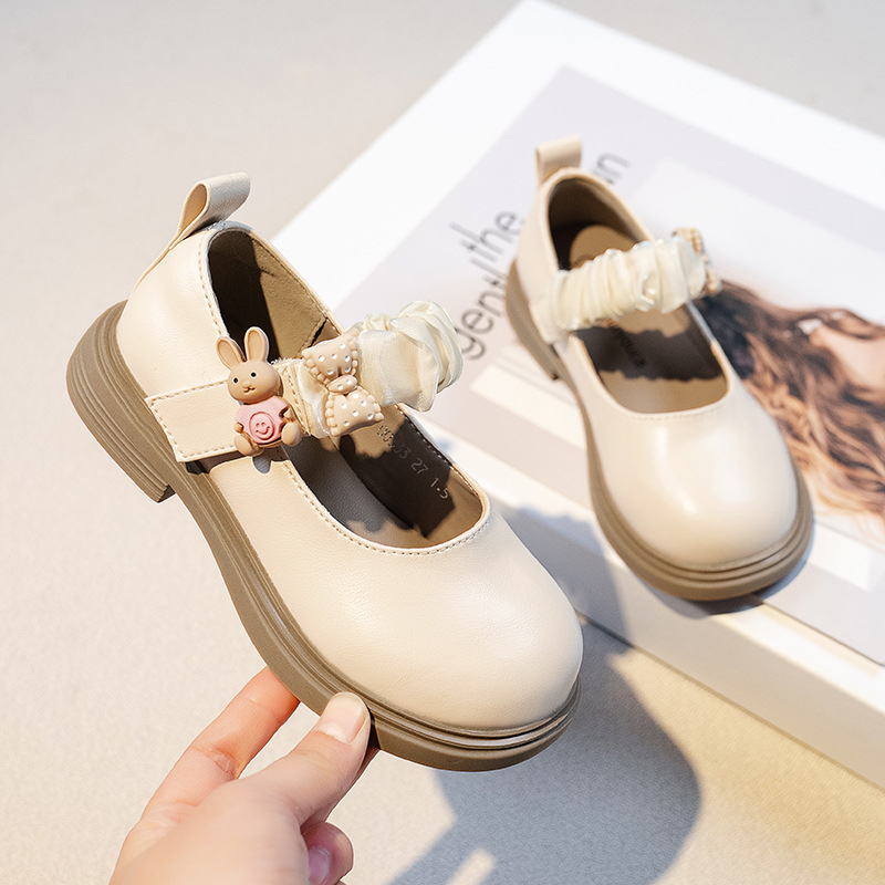 Giày Búp Bê Trẻ Em Phong Cách Anh Quốc Quai Nhún Đính Gấu Thỏ Xinh Xinh Dễ Thương Size 26-36