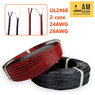 Dây điện đôi đỏ đen ul2468 24awg 26awg 2 lõi 0.15mm2 0.2mm2 vỏ pvc