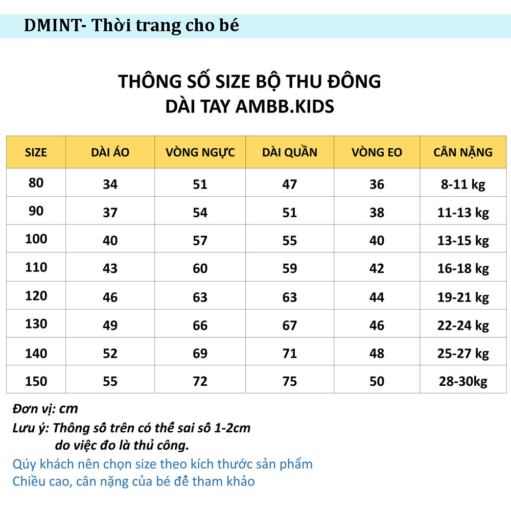 Bộ ngủ Ambb Kids dài tay cho bé trai/ bé gái DMINT - Quần áo thu đông mẫu mới nhất
