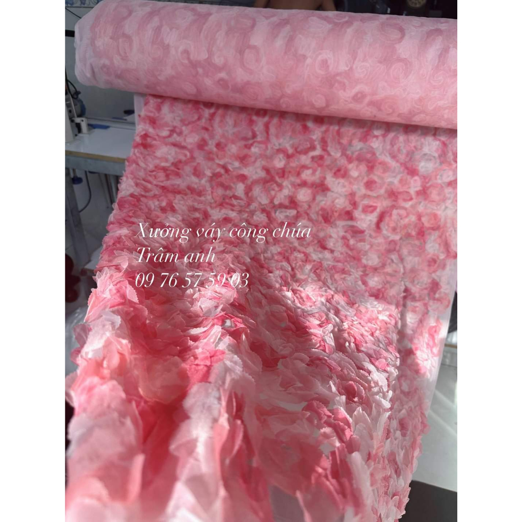 Đầm váy công chúa thiết kế hoa hồng 3D  cao cấp cho bé gái