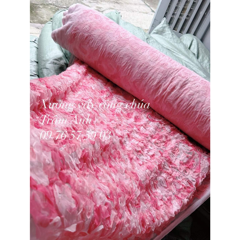 Đầm váy công chúa thiết kế hoa hồng 3D  cao cấp cho bé gái