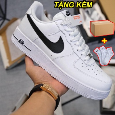 Giày_Nike Air Force 1 vệt đen, giày Af1 White Black bản chuẩn đế Air nam nữ full phụ kiện