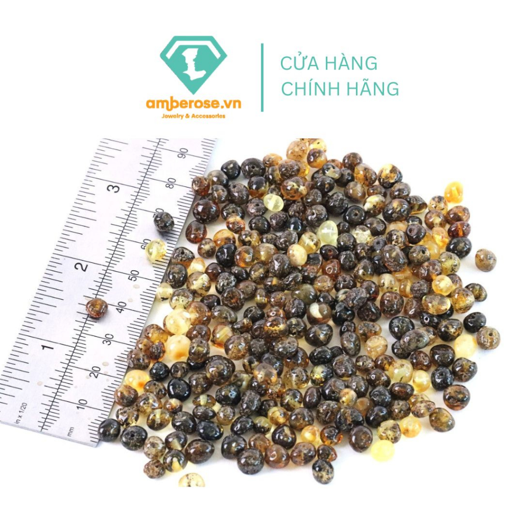 Hạt lẻ hổ phách Baltic amber tự nhiên xuyên vòng cho bé