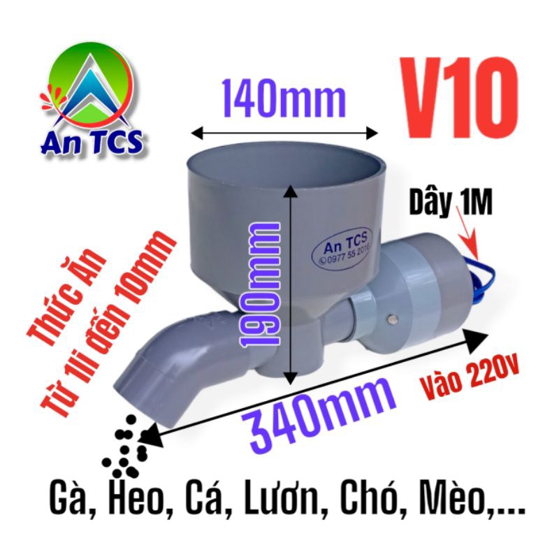 Máy Cho Cá Gà Lươn ăn tự động An TCS V10+Hẹn Giờ S