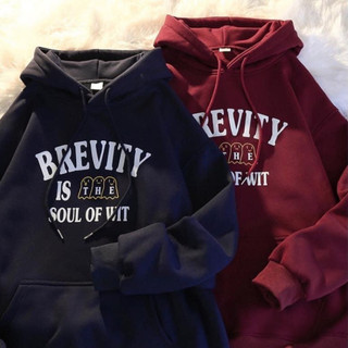 Áo nỉ hoodie tay bồng mũ 2 lớp in chữ brevity