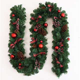  Dây Lá Thông Kết Nơ Sọc Và Quả Thông B9 Trang Trí Giáng Sinh Noel 