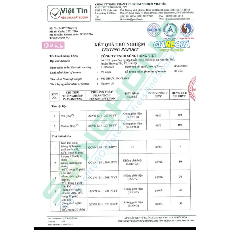 Bình áp máy lọc nước RO Tankvina 4G , Bao gồm van xả áp, van bảo vệ, cho tất cả máy lọc nước
