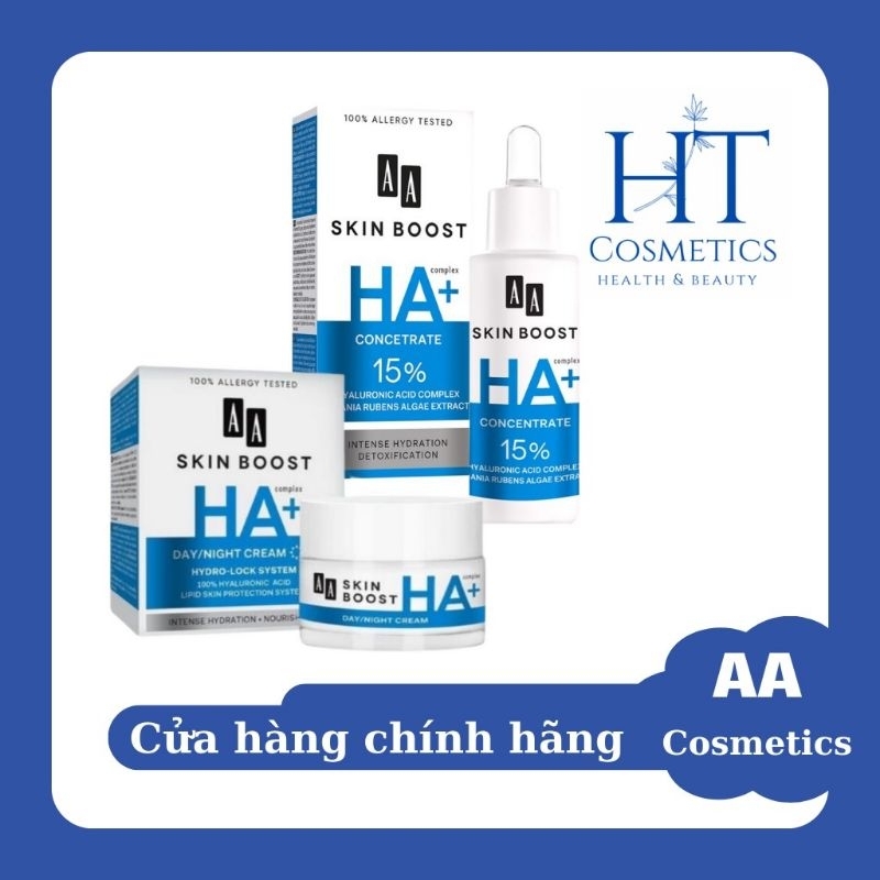 Combo Cấp Ẩm Sâu AA Cosmetics Skin Boost HA+ Giúp Cấp Ẩm Sâu,Se Khít lcl,Làm Mịn Da