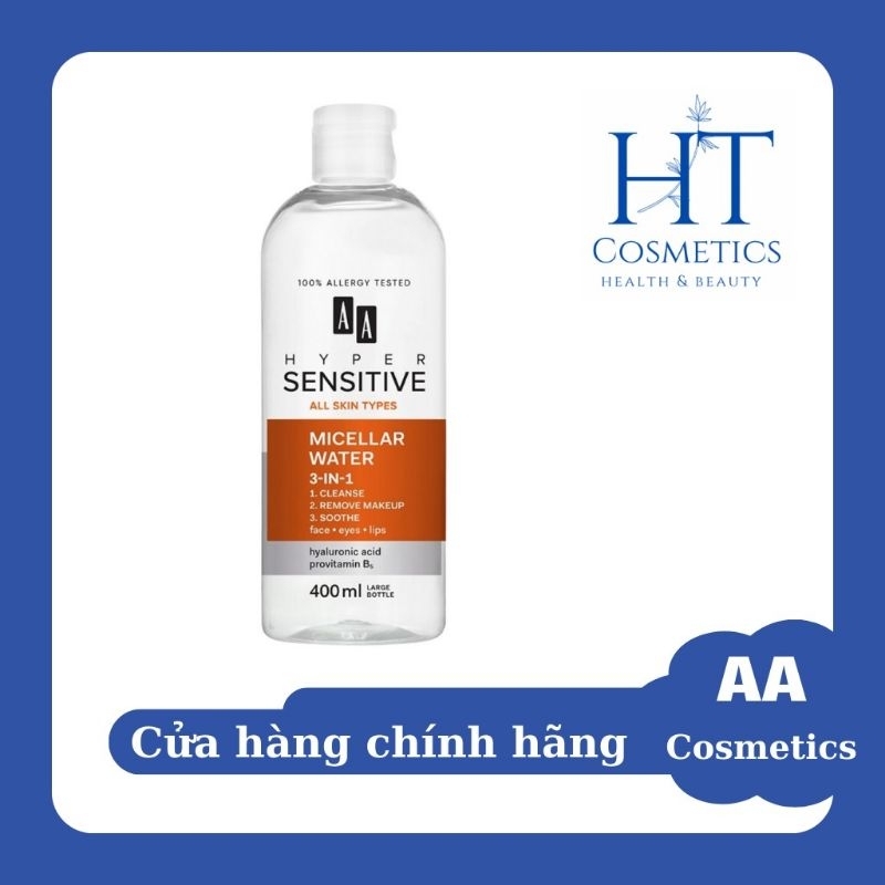 Nước Tẩy Trang AA Cosmetics Hyper Sensitive 3 in 1.chai 400ml