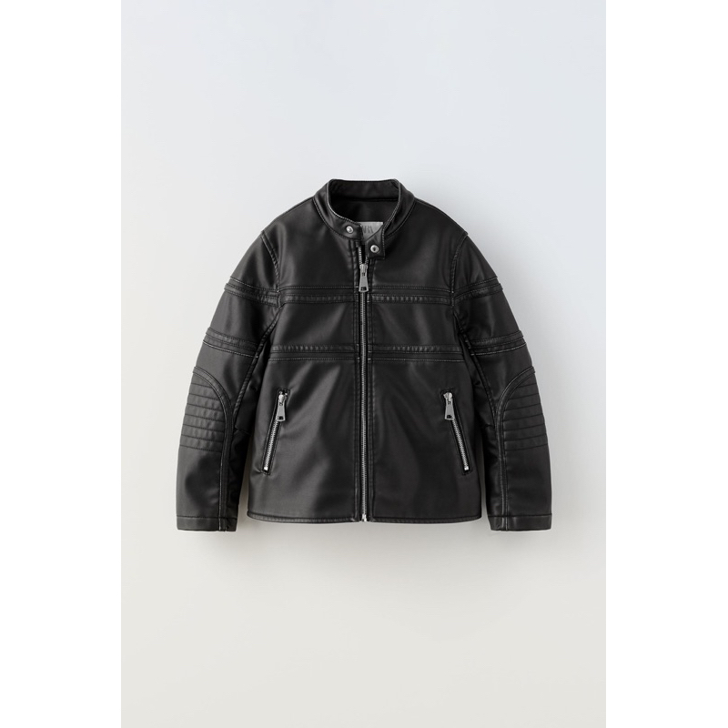 Áo Khoác Da Bé Trai Chốt Cúc Đen ZR