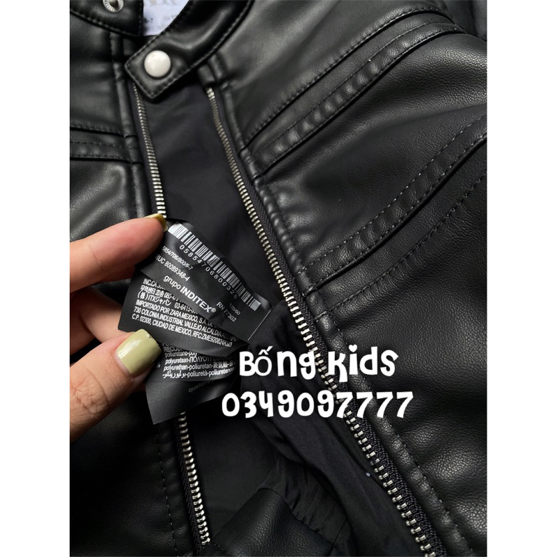 Áo Khoác Da Bé Trai Chốt Cúc Đen ZR