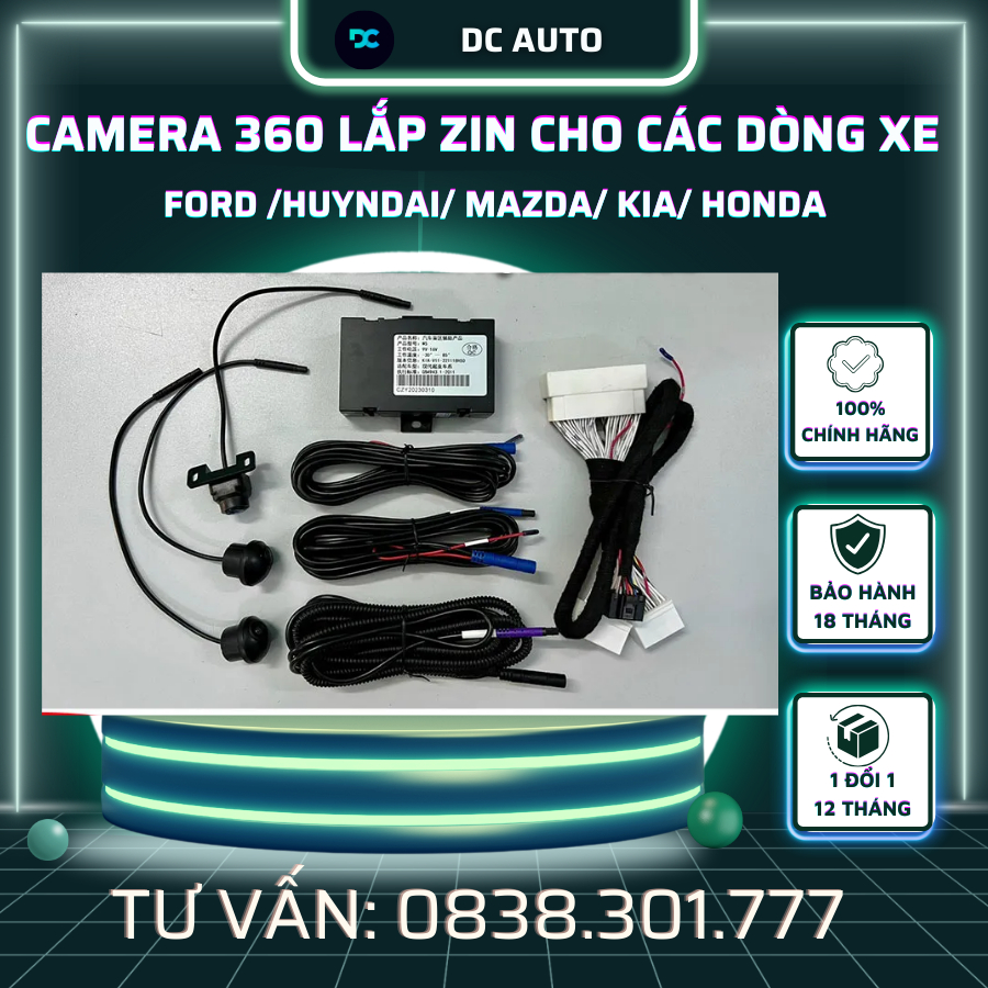 Camera 360 lắp zin cho các  dòng xe FORD /HUYNDAI/ MAZDA/ KIA/ HONDA chính hãng